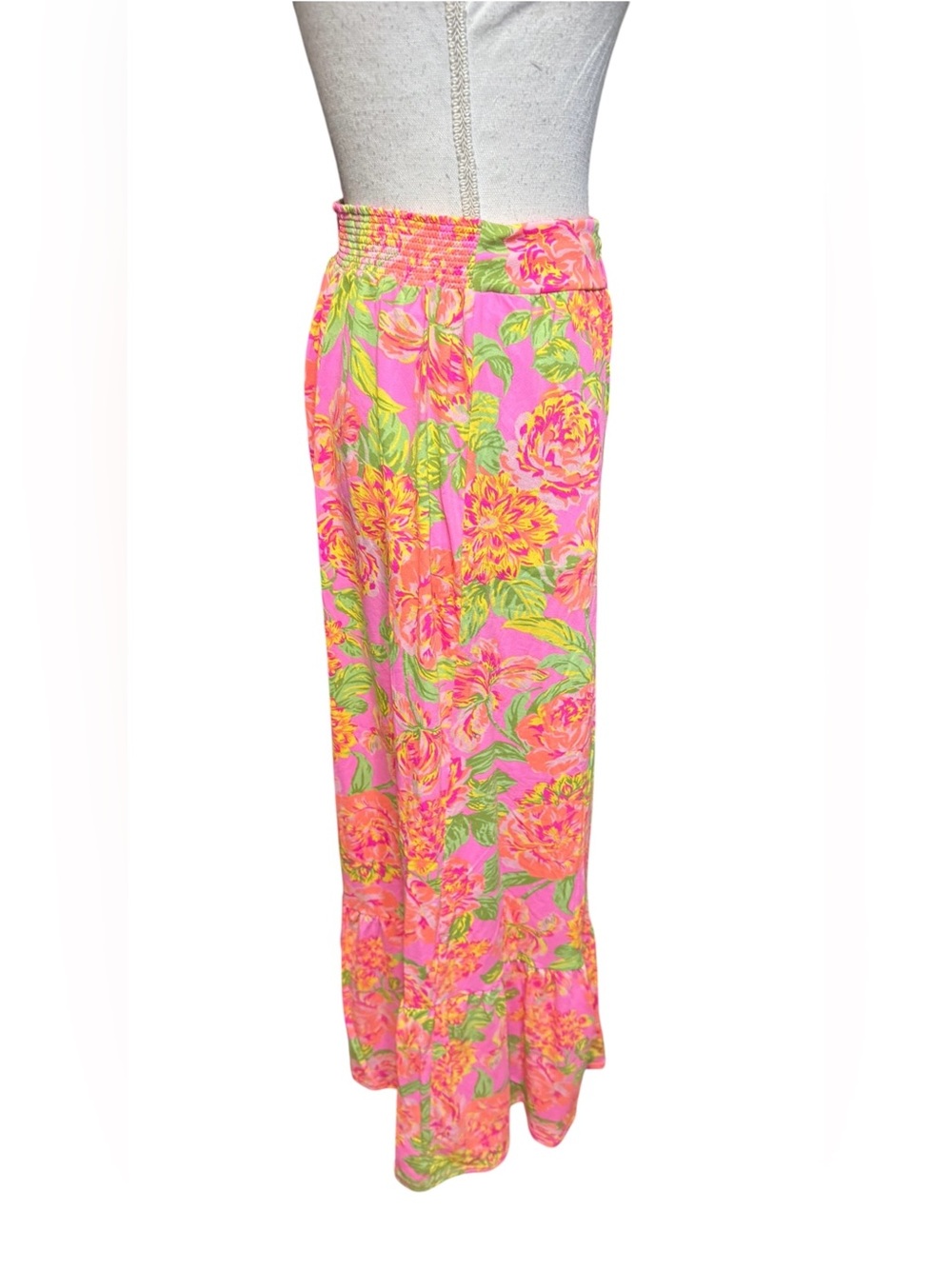 Maaji Cotton Rose Athena Bright Pink Floral Convertible Skirt Swim Cover Up M - Picture 3 of 5